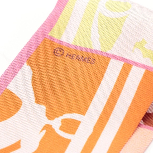 Authentic Hermes “Brides de Gala” Twilly multicolor twill silk scarf wrap - Picture 5 of 7